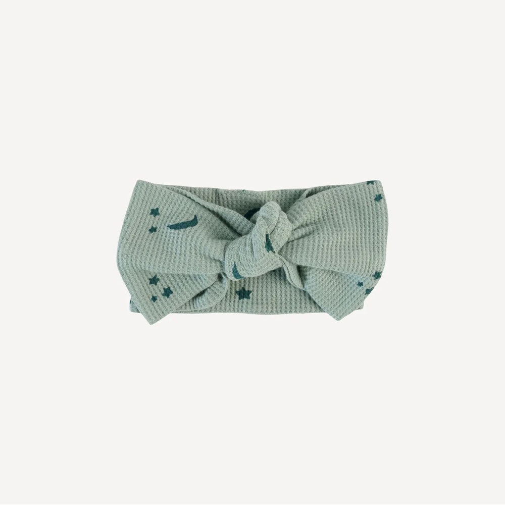 Kate Quinn large bow headband | sea pine stars + moon | organic cotton thermal